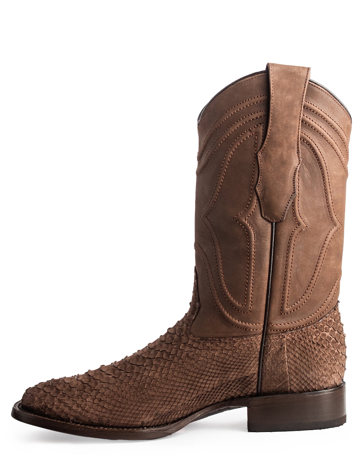Men's Ke Dressy Wide Square Toe Boot Python Nubuck Western Boots - 82N5707