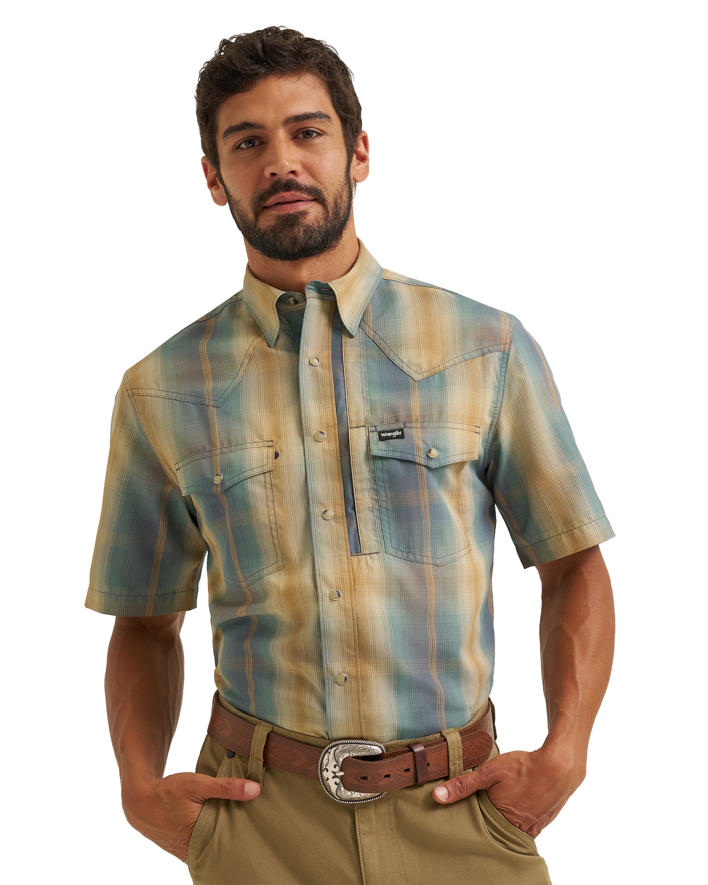 Men's Atg X Wrangler Western Performance Short Sleeve Relaxed Fit Snap Shirt - 112382381