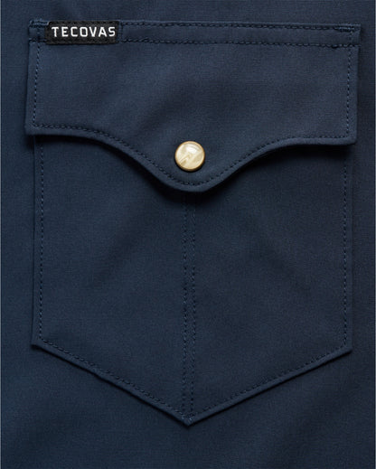 Tecovas Men's Performance Western Pearl Snap Long Sleeve Shirt - 40363-Nav