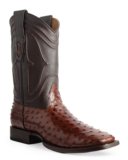 Men's Ke Dressy Wide Square Toe Boot Ostrich Western Boots - 820360