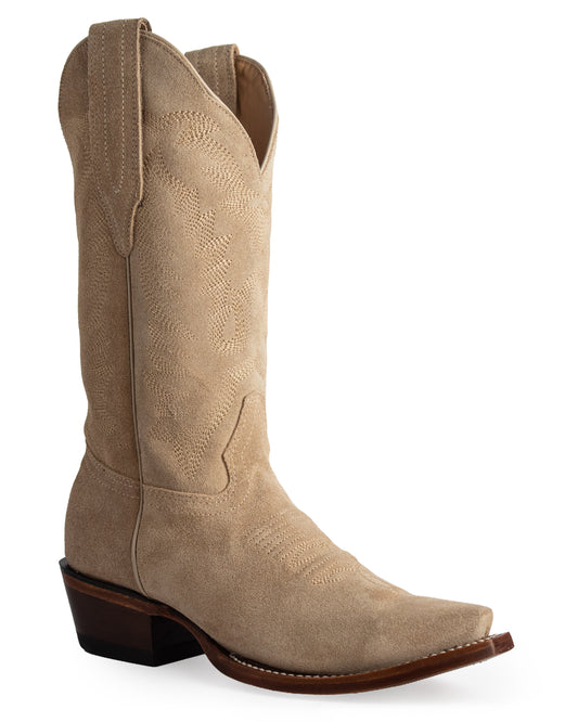 Women's Snip Toe Boot W/ Medallion Suede Leather Western Boots - 34M6607