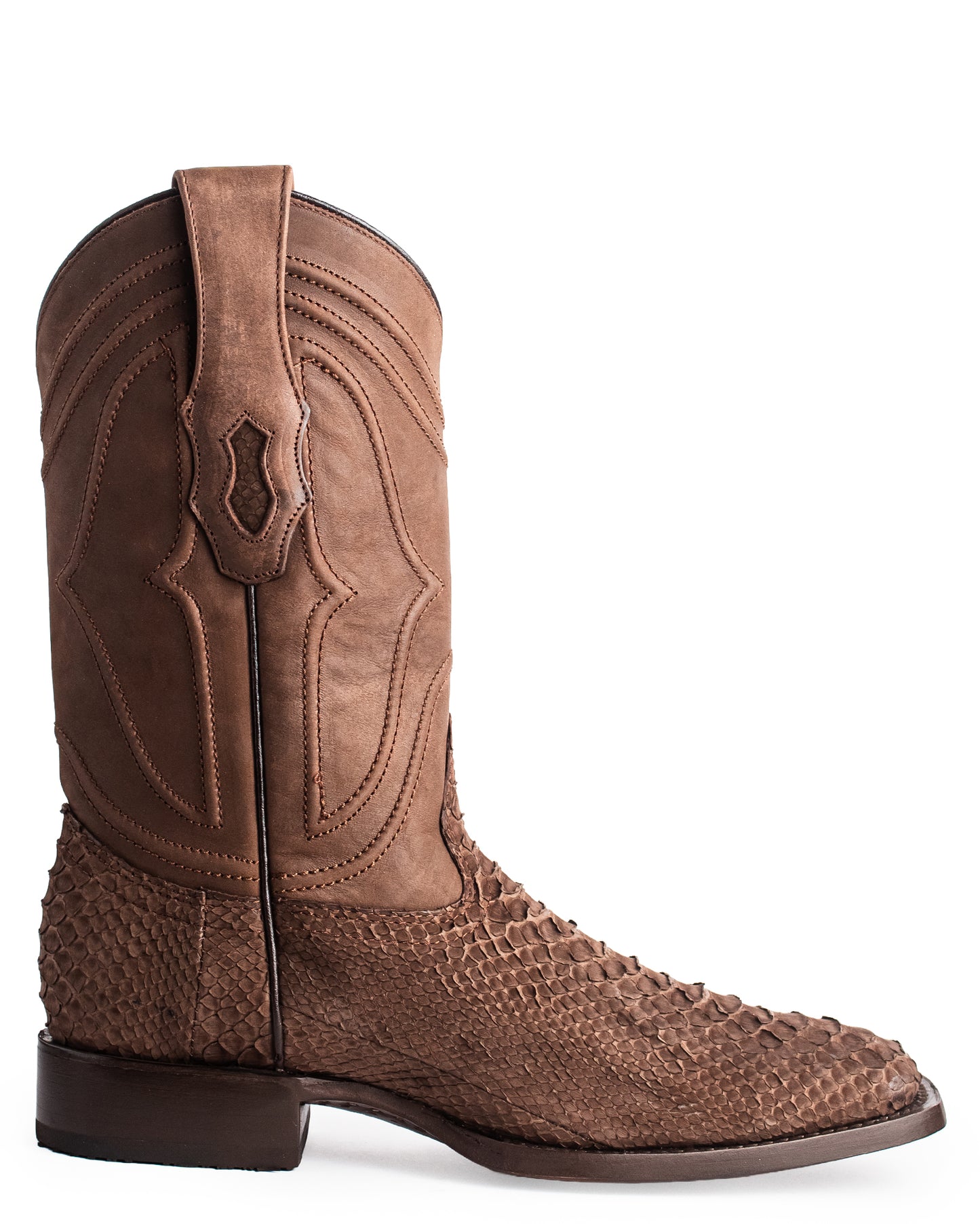 Men's Ke Dressy Wide Square Toe Boot Python Nubuck Western Boots - 82N5707