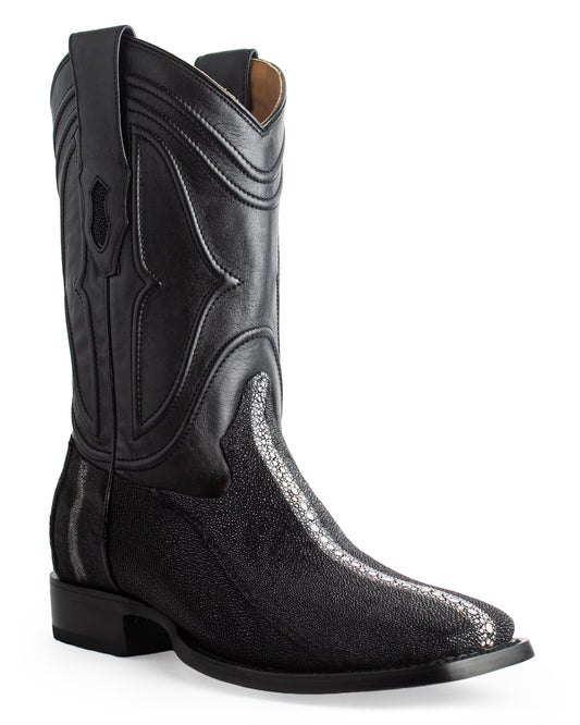 Men's Ke Dressy Wide Square Toe Boot Stringray Row Stone Western Boots - 821105