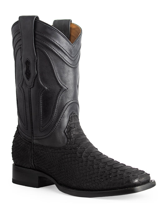 Men's Ke Dressy Wide Square Toe Boot Python Nubuck Western Boots - 82N5705