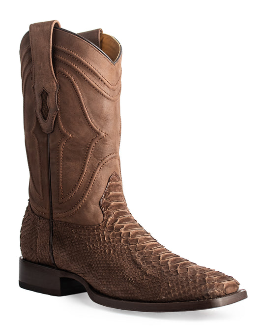 Men's Ke Dressy Wide Square Toe Boot Python Nubuck Western Boots - 82N5707