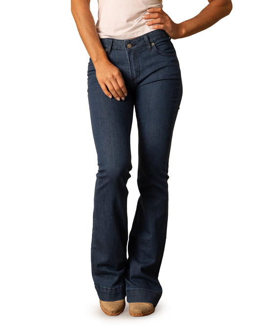 Kimes Ranch Women's Lola Mid-Rise Flare Jeans in Blue at Skip's Western Outfitters