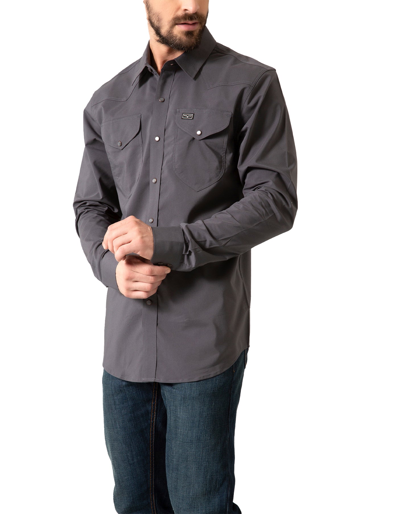 Kimes Ranch Men's Blackout Dress Long Sleeve Shirt in Charcoal at Skip's Western Outfitters