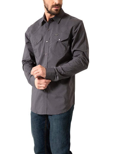 Kimes Ranch Men's Blackout Dress Long Sleeve Shirt in Charcoal at Skip's Western Outfitters