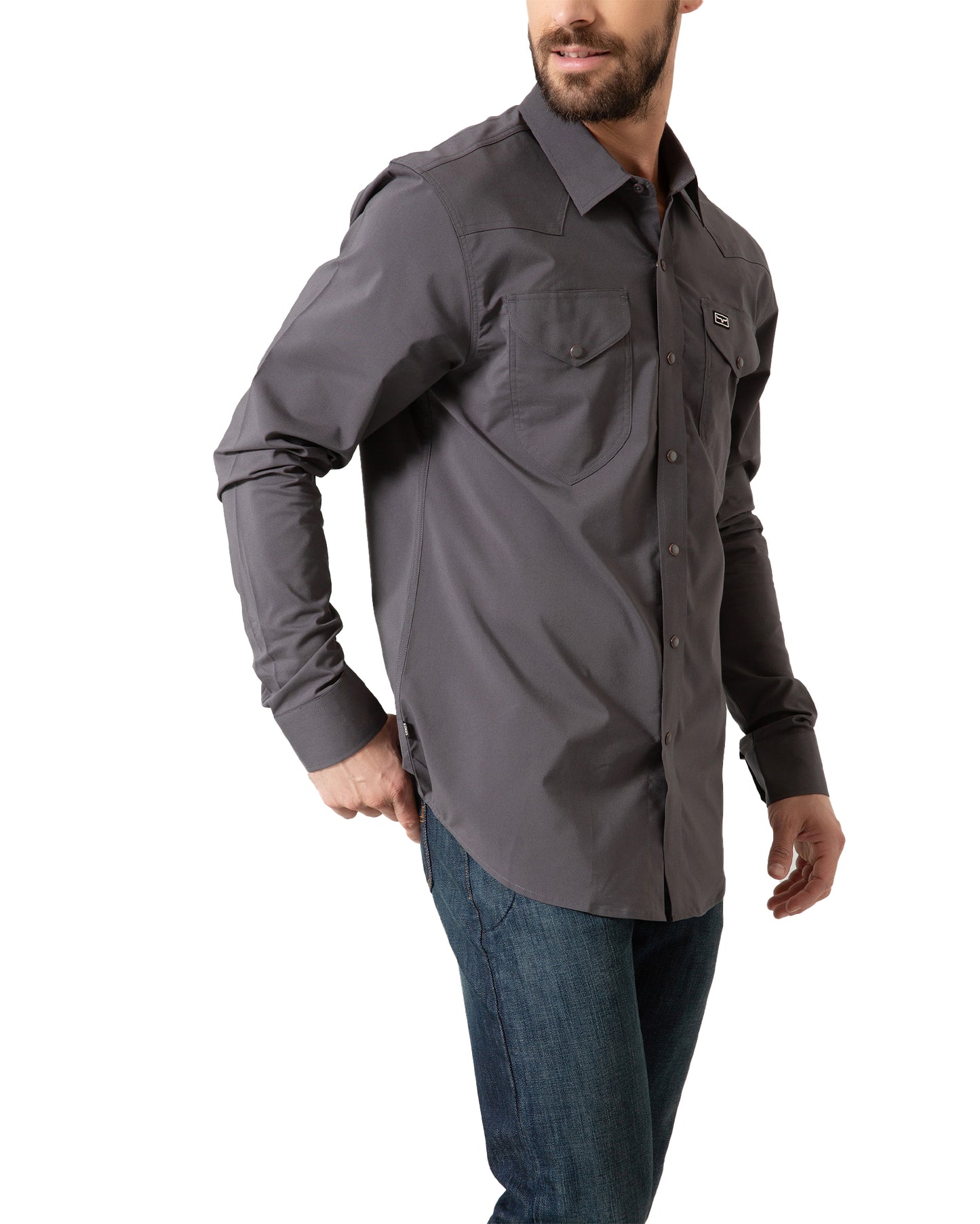 Kimes Ranch Men's Blackout Dress Long Sleeve Shirt in Charcoal at Skip's Western Outfitters