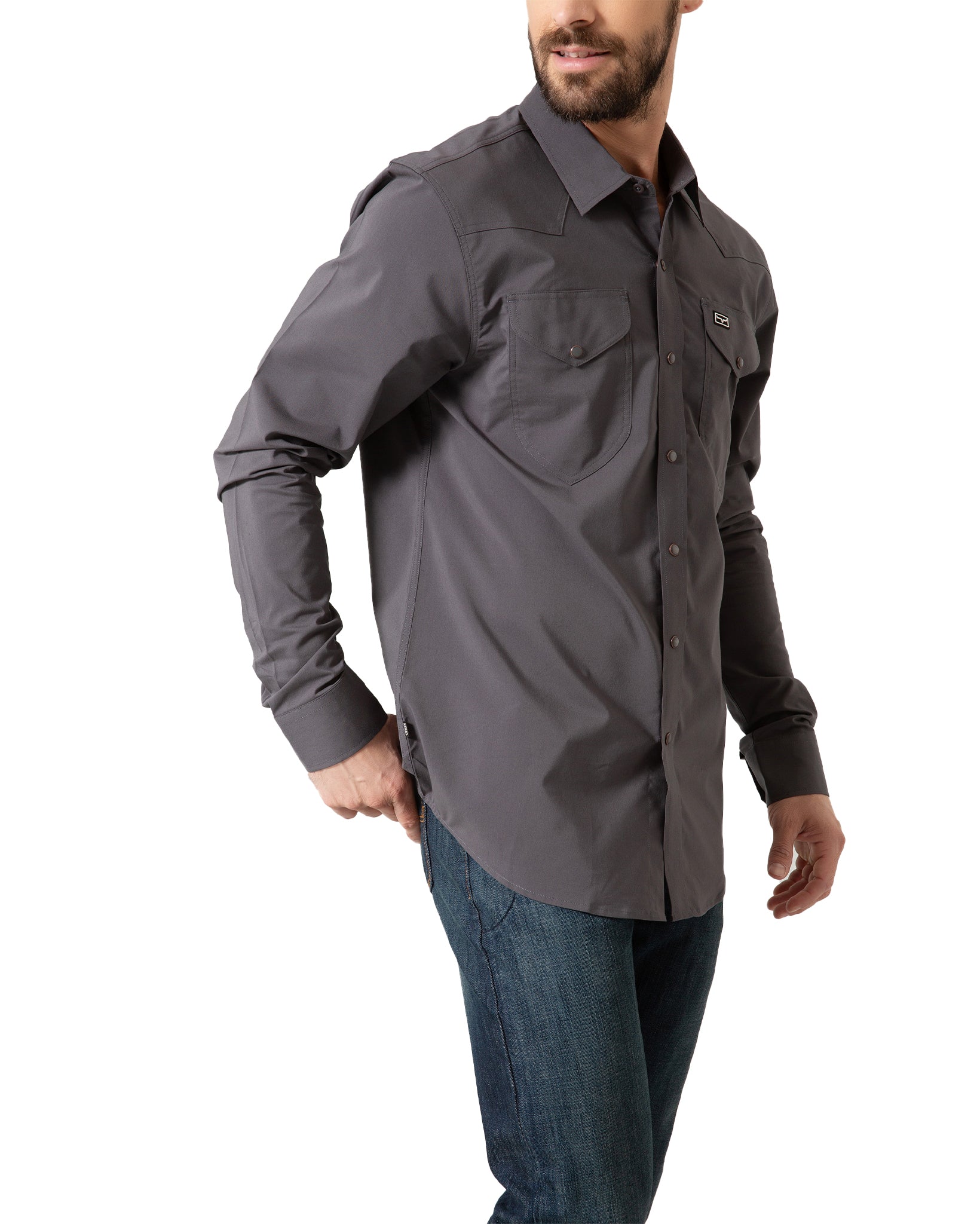 Kimes Ranch Men's Blackout Dress Long Sleeve Shirt in Charcoal at Skip's Western Outfitters