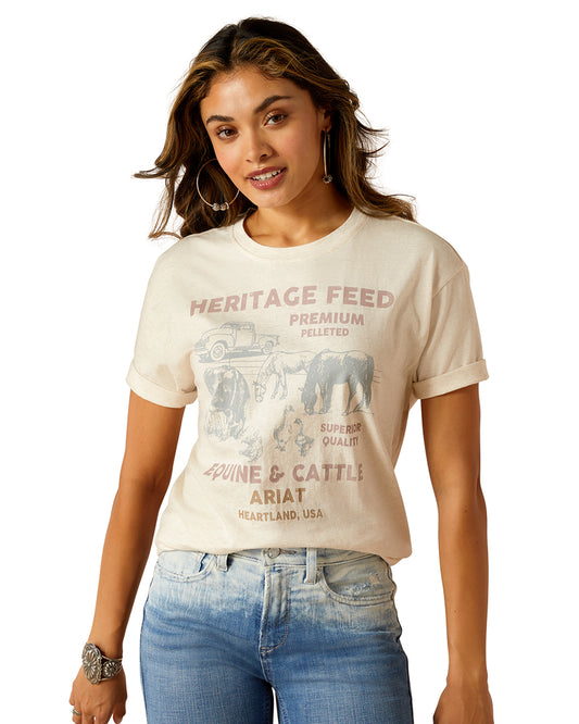 Women's Feed T-Shirt by Ariat from Skip’s Western Outfitters | ARI-10051291-SML-OATMEAL-HEATHER
