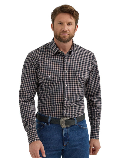 Men's Wrinkle Resist Long Sleeve Classic Fit Shirt by Wrangler from Skip’s Western Outfitters | WRA-112355370-S-REG