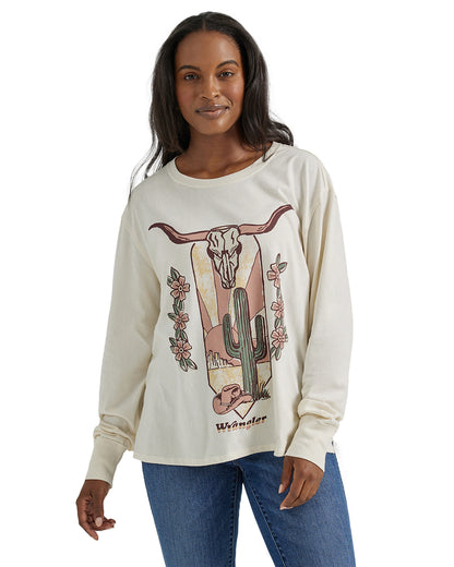 Women's Graphic Long Sleeve Oversized Fit T-Shirt by Wrangler from Skip’s Western Outfitters | WRA-112354393-XS-REG
