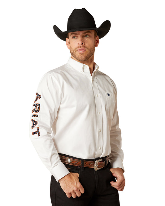 Men's Team Logo Twill Classic Fit Shirt by Ariat from Skip’s Western Outfitters | ARI-10048807-XS-WHITE