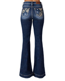 Women's Paisley High-Rise Flare Jeans