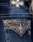 Women's Paisley Block Boot Cut Jeans