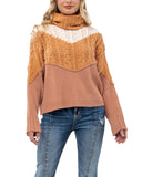 Women's Color Blocked Turtleneck Sweater