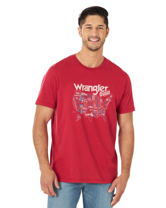 Men's Made In Usa Short Sleeve T-shirt by Wrangler from Skip’s Western Outfitters | WRA-MQRUS1R-S-RED