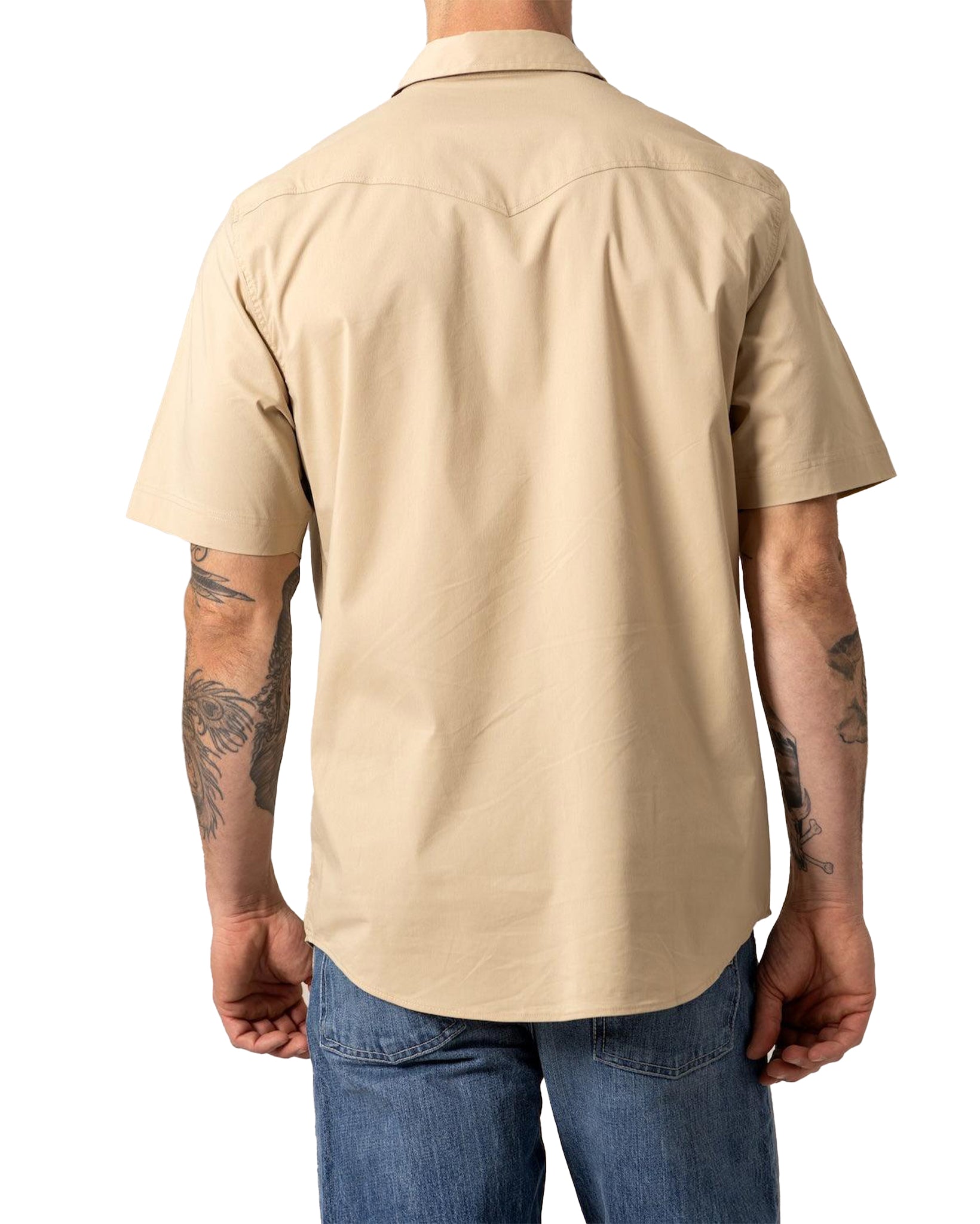 Kimes Ranch Men's Rio Dress Short Sleeve Shirt in Light Khaki at Skip's Western Outfitters