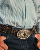 Classic Western Oval Two-Tone Initial "A" Belt Buckle