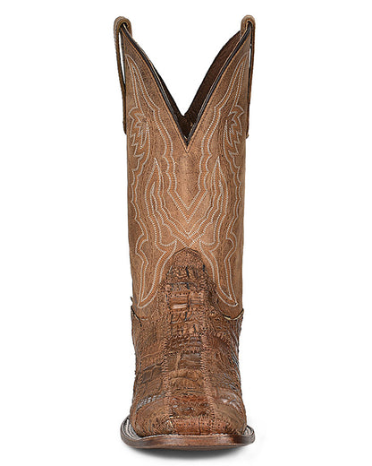 Corral L5949 Men's Handcrafted Wide Square Toe Exotic Caiman Skin Cowboy Boots in Brown at Skip's Western Outfitters