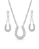Women's Crystal Clear Lucky Horseshoe Jewelry Set
