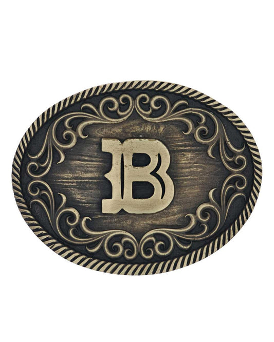 Filigree Initial "B" Belt Buckle by Montana Silversmiths from Skip’s Western Outfitters | MON-A915B-O/S-REG