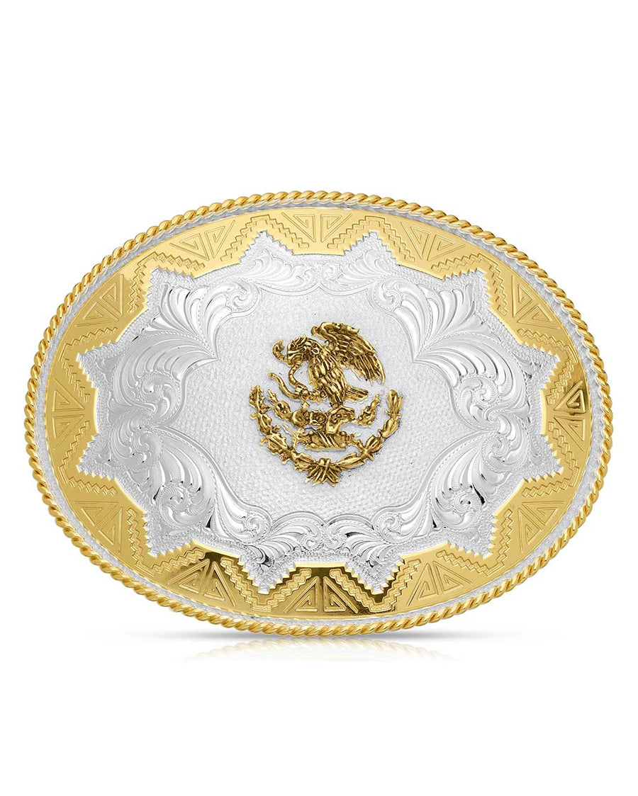 Southwest Sun Large Two Tone Belt Buckle by Montana Silversmiths from Skip’s Western Outfitters | MON-2190-674-O/S