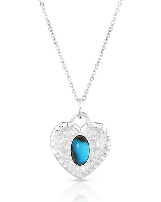 Women's Chiseled Heart Turquoise Necklace by Montana Silversmiths from Skip’s Western Outfitters | MON-nc5396-O/S