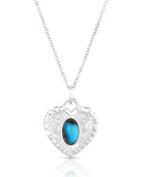 Women's Chiseled Heart Turquoise Necklace