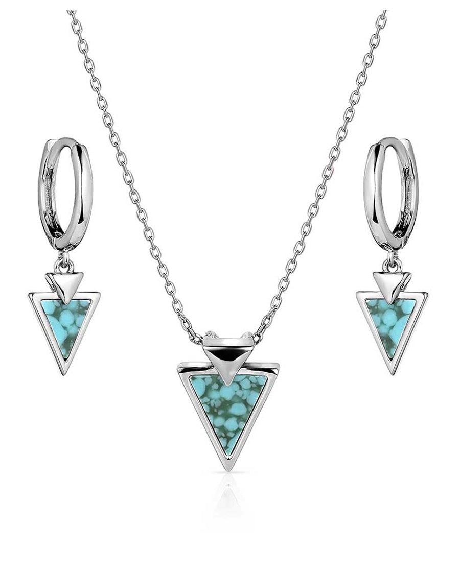 Women's Pointed Path Turquoise Jewelry Set by Montana Silversmiths from Skip’s Western Outfitters | MON-JS5777-O/S