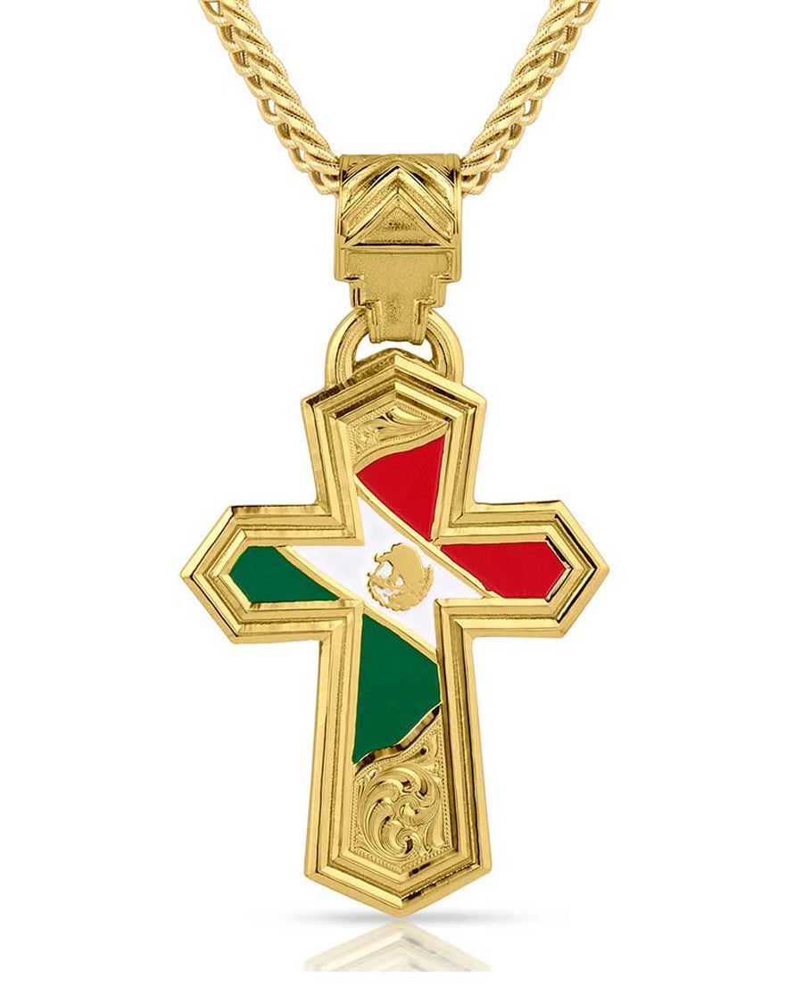 Mexican Pride Cross Necklace by Montana Silversmiths from Skip’s Western Outfitters | MON-NC5763-O/S