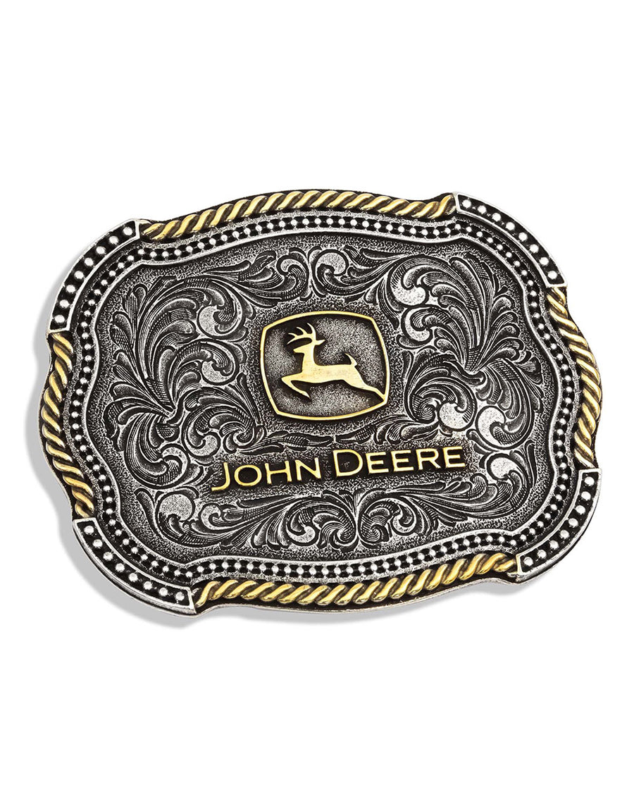 John Deere Scalloped Duo Attitude Buckle by Montana Silversmiths from Skip’s Western Outfitters | MON-a718jd-O/S