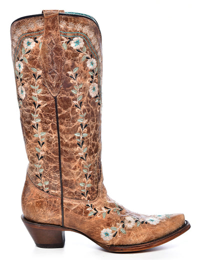 Corral A4439 Women's Handcrafted Snip Toe Cowgirl Boots in Brown at Skip's Western Outfitters