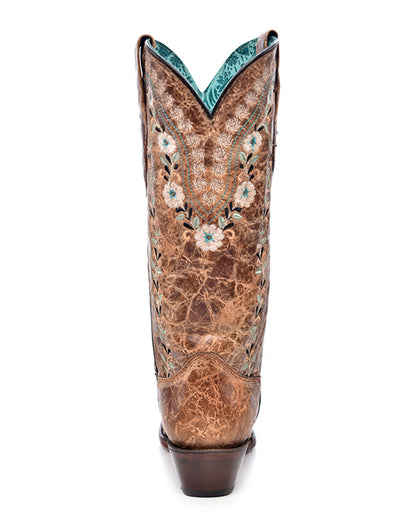 Corral A4439 Women's Handcrafted Snip Toe Cowgirl Boots in Brown at Skip's Western Outfitters