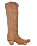 Women's Suede Embroidery Tall Top Western Boots