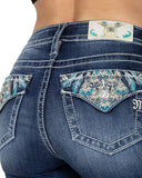 Women's Turquoise Peacock Bootcut Jeans