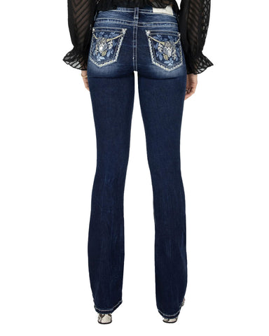 Miss Me Women's Western Bootcut Jeans - Mid-Rise With Lone Star & Longhorn Embroidered Details - View #8