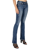Women's Embroidered Leaves and Flowers Bootcut Jeans