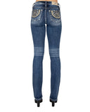 Women's Embroidered Leaves and Flowers Bootcut Jeans