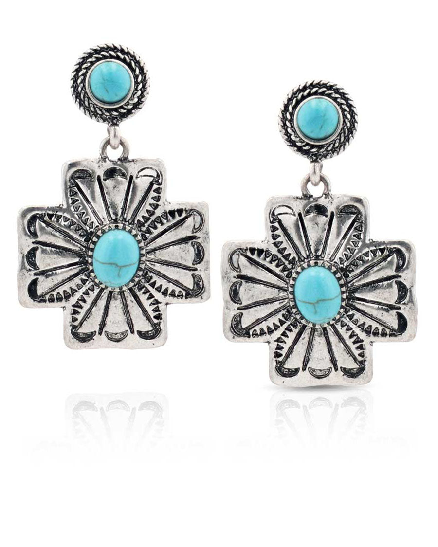 Petaled Turquoise Attitude Earrings - Aer5425