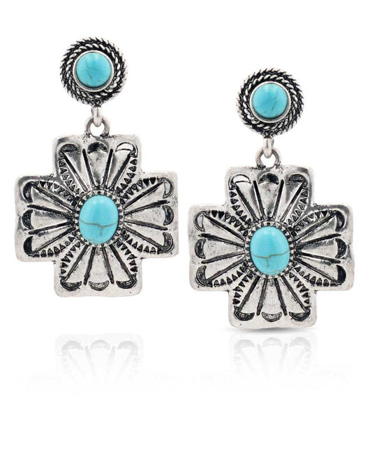 Petaled Turquoise Attitude Earrings - Aer5425