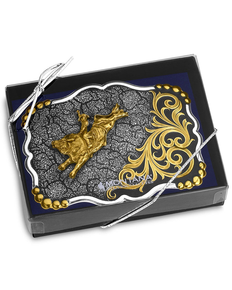 Shadow Mesa Cracked Earth Buckle With Bull Rider - 58510-528