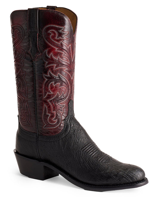 Mens Nathan Smooth Ostrich Boots - Black Cherry by Lucchese from Skip’s Western Outfitters | LUC-N1150.74-080-D