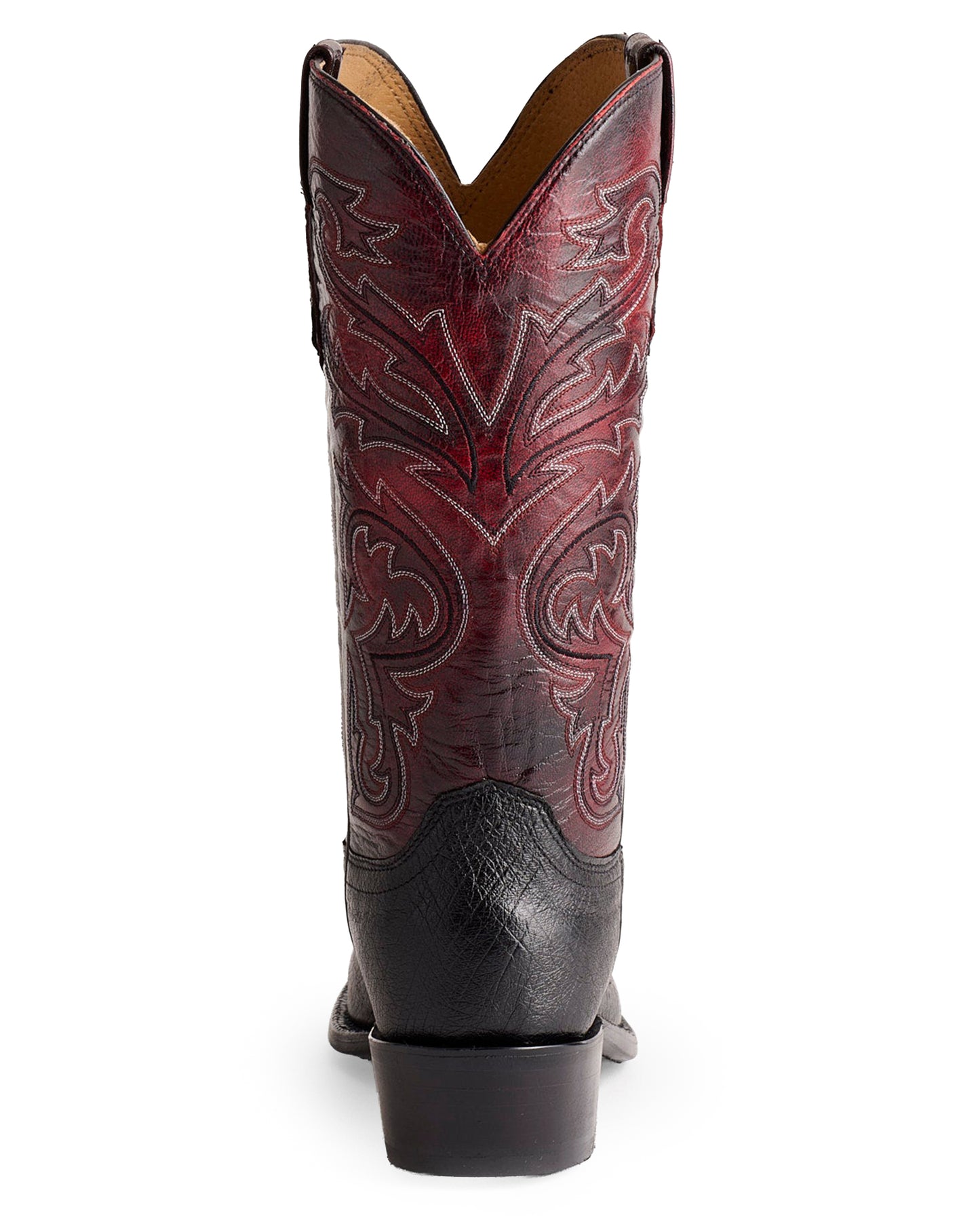 Mens Nathan Smooth Ostrich Boots - Black Cherry