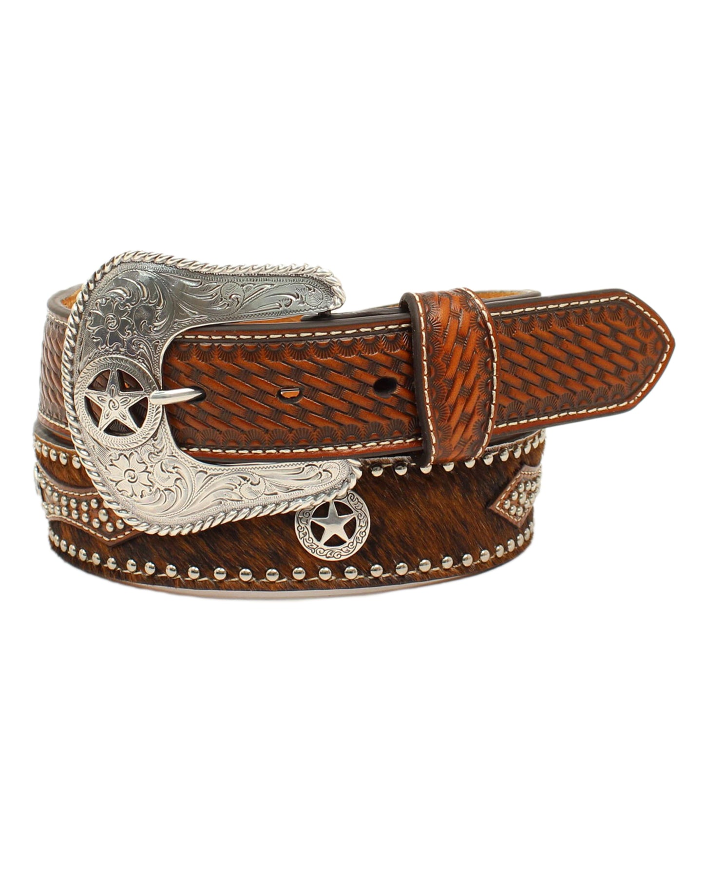 Texas Star Calf Hair Belt