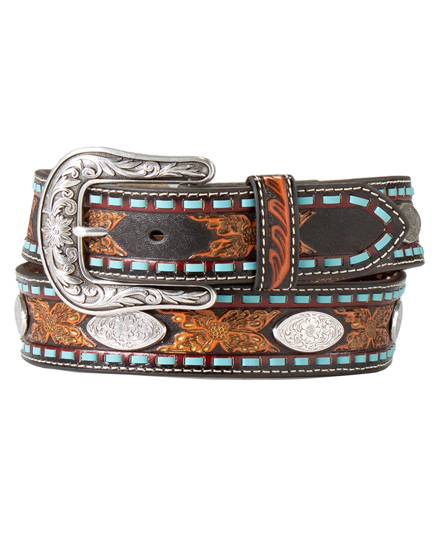 Women's Floral Embossed Belt by Nocona from Skip’s Western Outfitters | MFW-N320000764-L