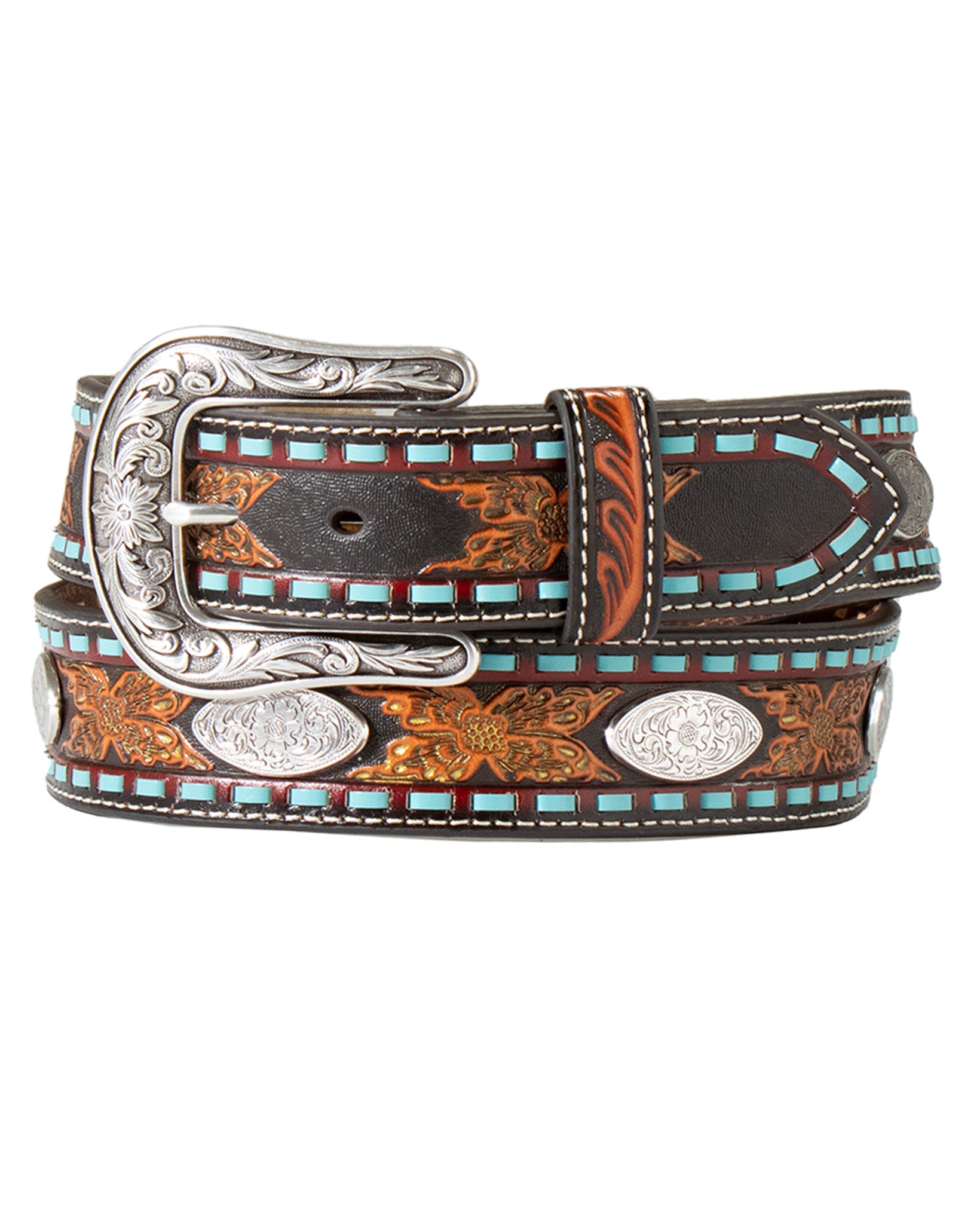 Women's Floral Embossed Belt by Nocona from Skip’s Western Outfitters | MFW-N320000764-L