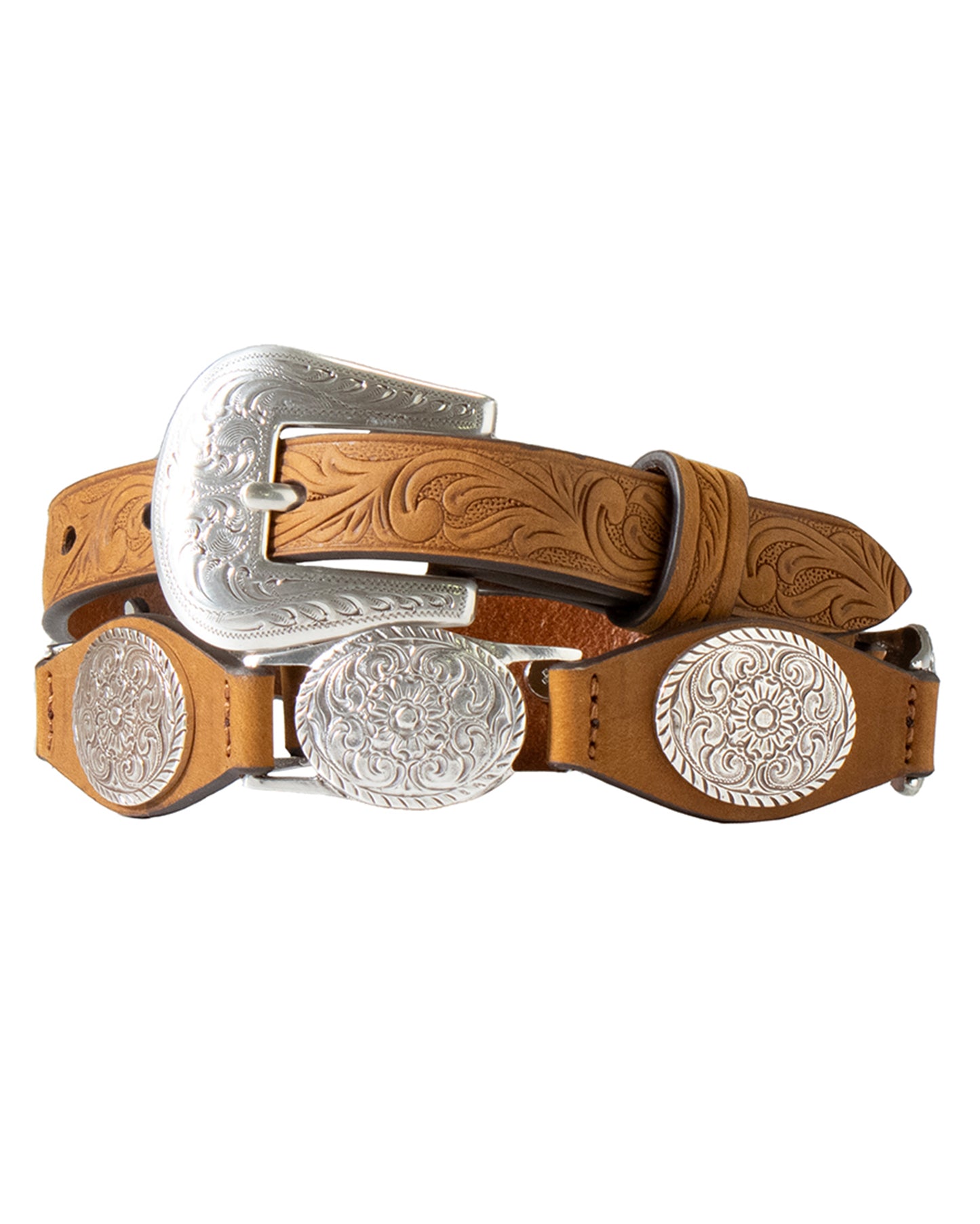 Girls' Floral Embossed Concho Belt