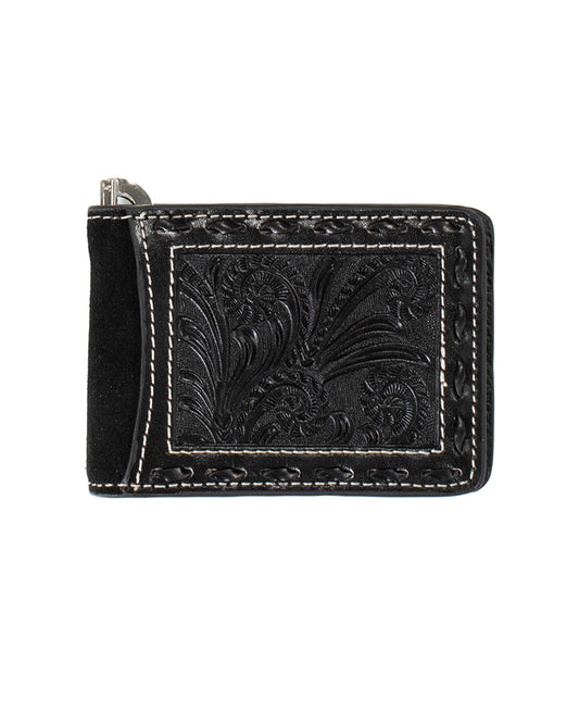 Floral Embossed Money Clip Wallet